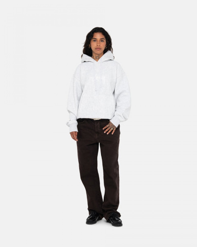 Grey Women's Stussy Stock Logo Applique Hoodie KSA | BRX-8027