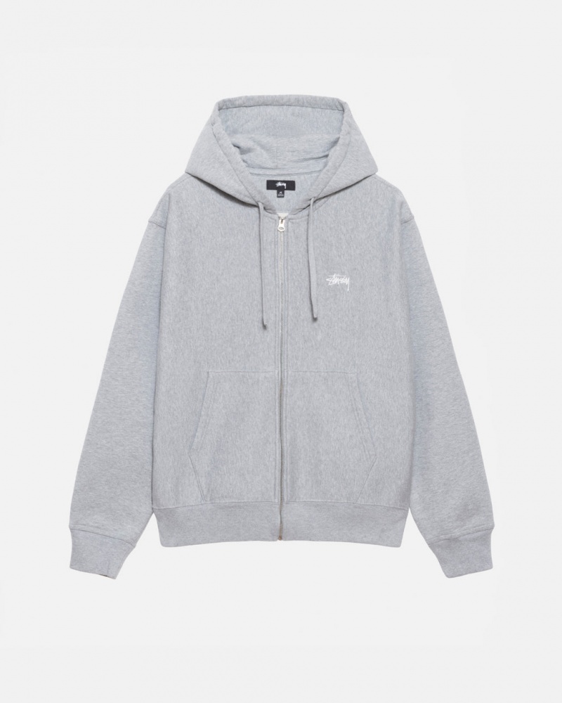 Grey Women\'s Stussy Stock Logo Zip Hoodie KSA | UMX-5997