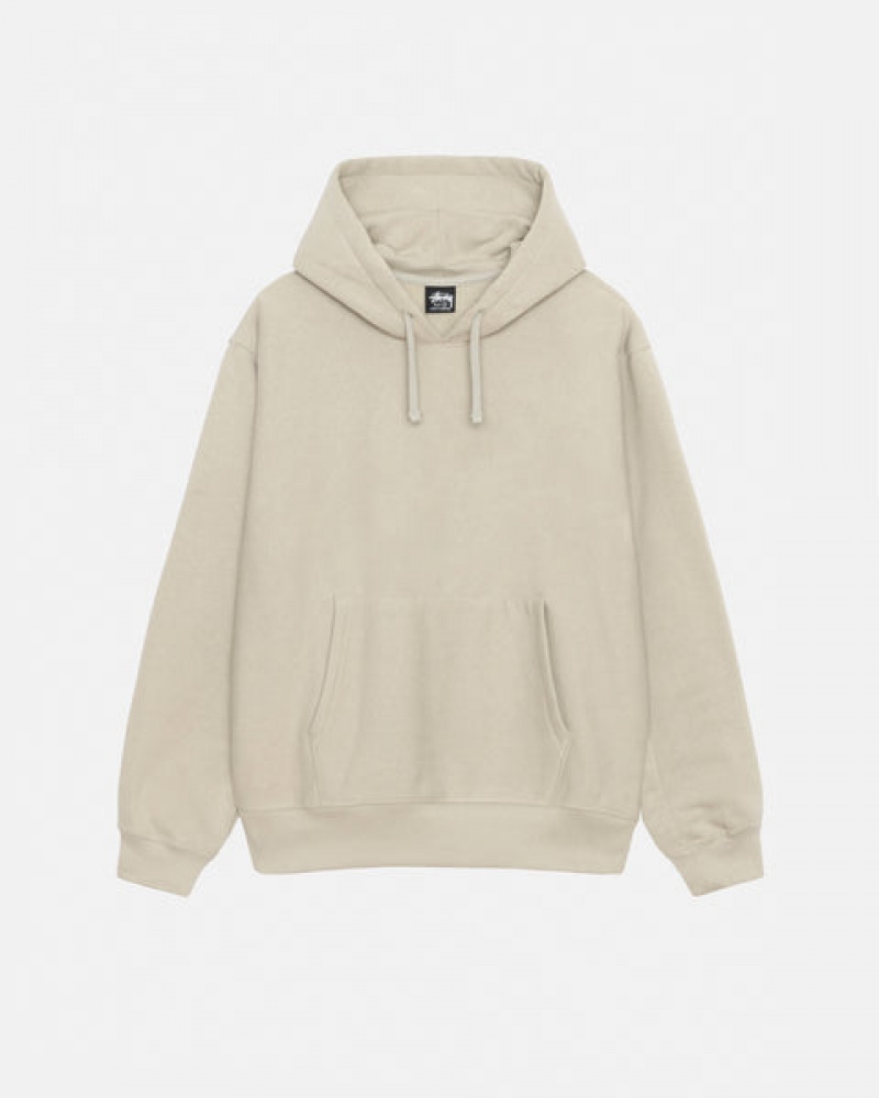 Khaki Men's Stussy Back Hood Applique Hood Sweatshirts KSA | MJQ-4250