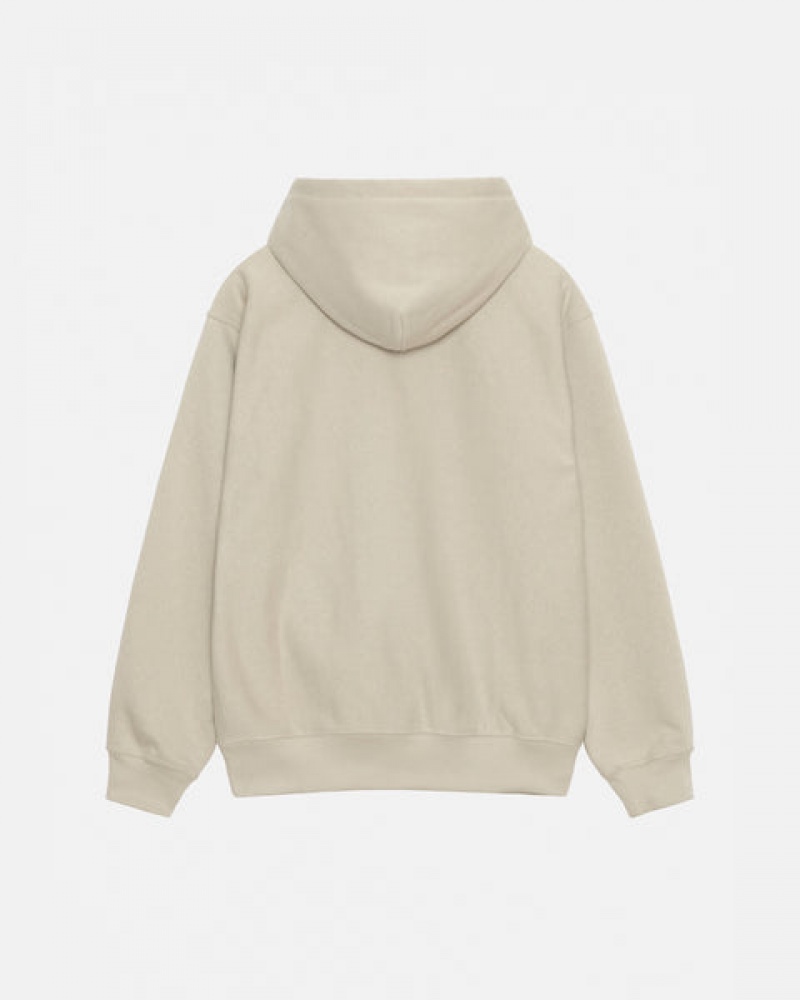 Khaki Men's Stussy Basic Applique Hood Sweatshirts KSA | VWZ-9079