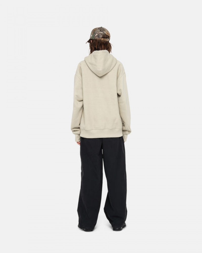 Khaki Men's Stussy Basic Applique Hood Sweatshirts KSA | VWZ-9079