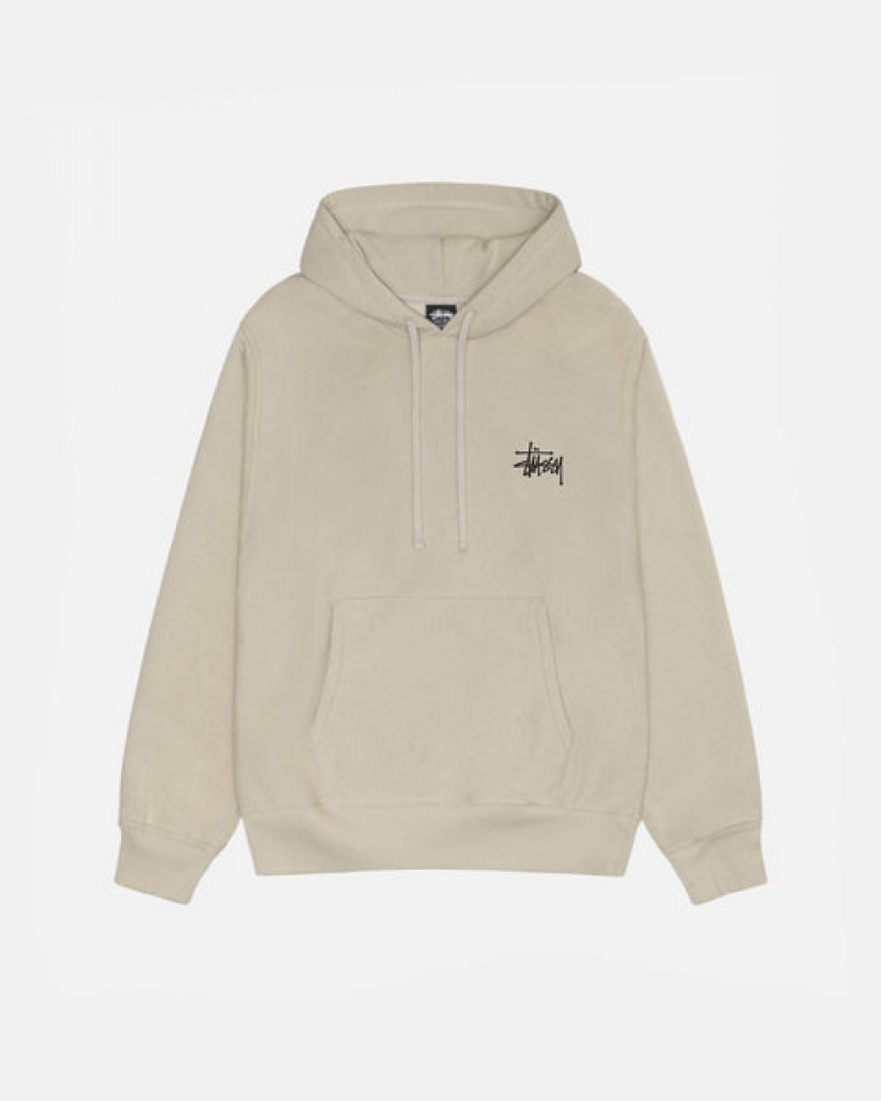 Khaki Men's Stussy Basic Stussy Hood Sweatshirts KSA | NBD-2342