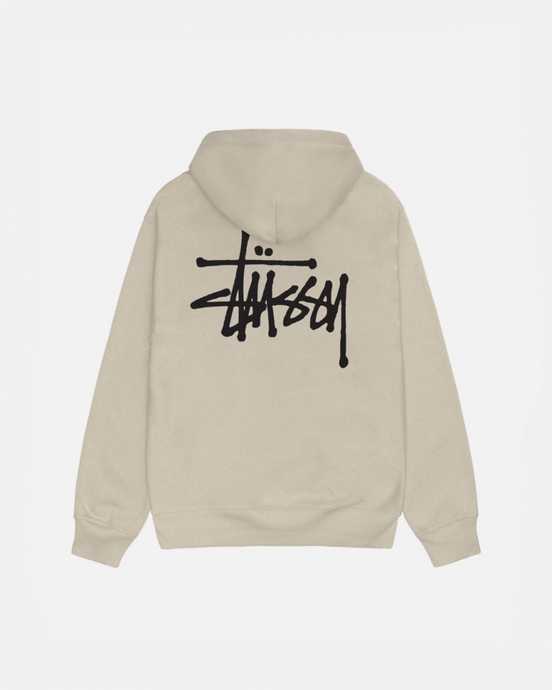 Khaki Men\'s Stussy Basic Stussy Hood Sweatshirts KSA | NBD-2342