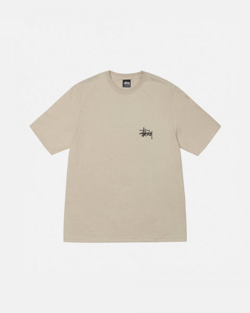 Khaki Men's Stussy Basic Stussy Tees KSA | JVC-9779