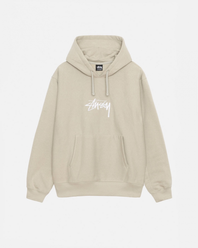 Khaki Women\'s Stussy Stock Logo Applique Hood Sweatshirts KSA | GXB-4004