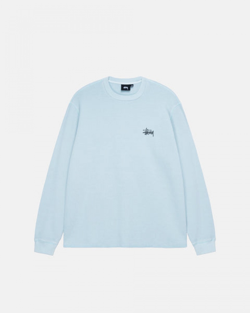 Light Blue Men's Stussy Basic Stock Ls Thermal Tops KSA | EYG-8410