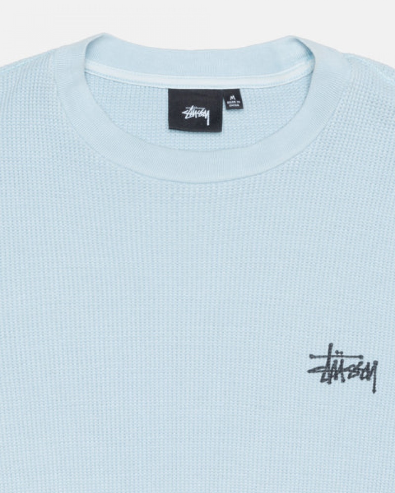 Light Blue Men's Stussy Basic Stock Ls Thermal Tops KSA | EYG-8410