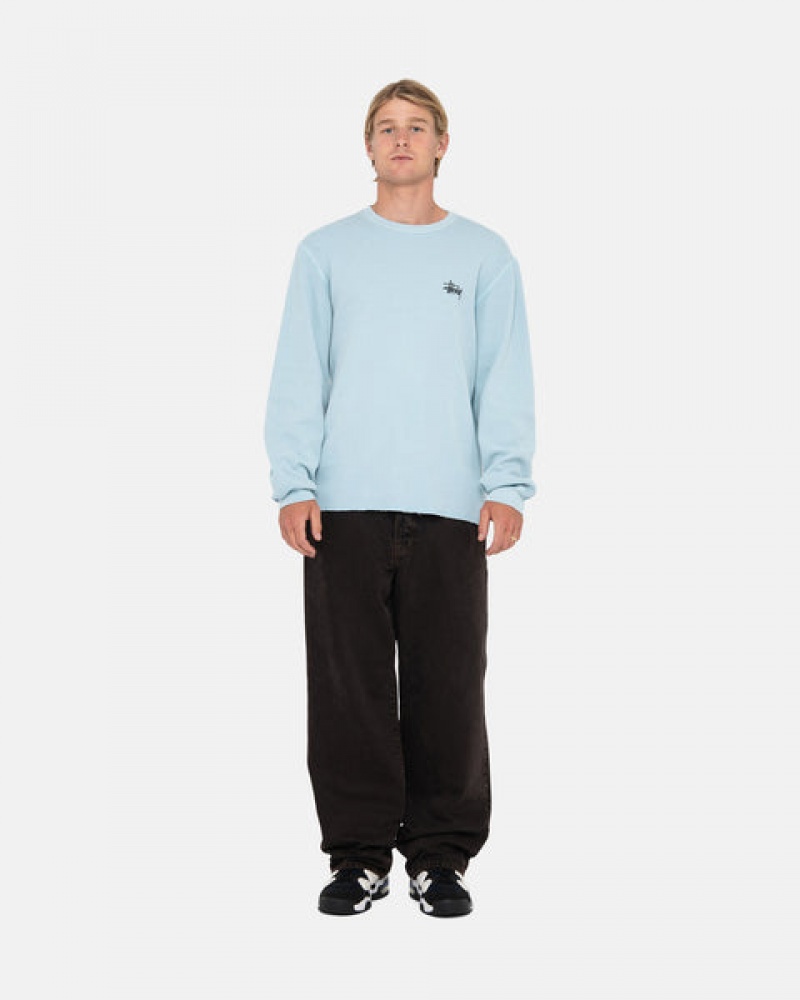 Light Blue Men's Stussy Basic Stock Ls Thermal Tops KSA | EYG-8410