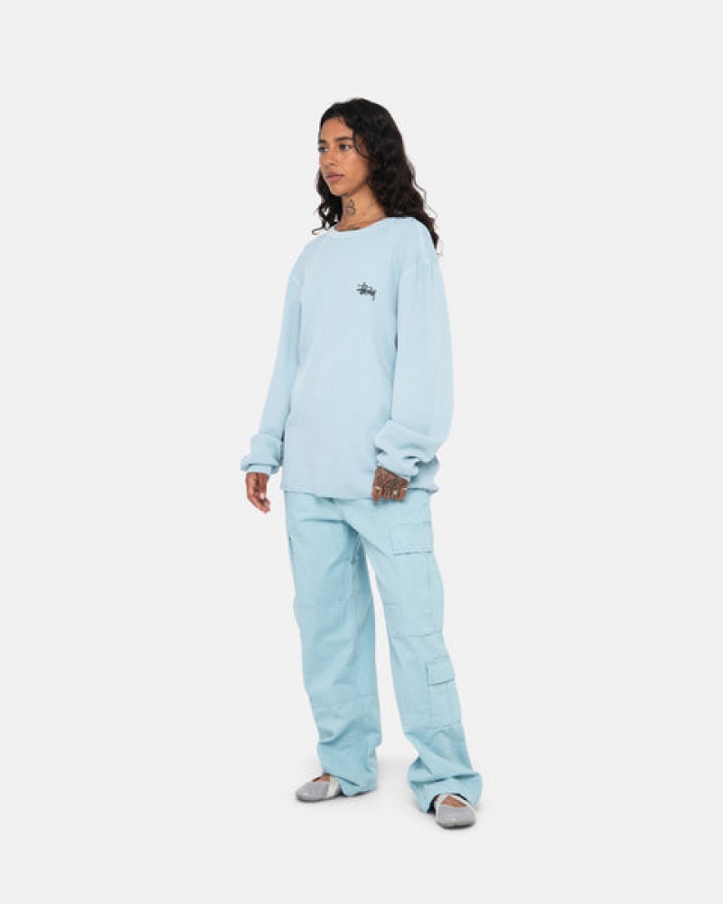 Light Blue Men's Stussy Basic Stock Ls Thermal Tops KSA | EYG-8410