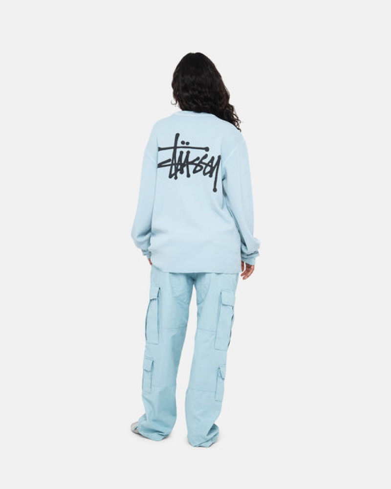 Light Blue Men's Stussy Basic Stock Ls Thermal Tops KSA | EYG-8410