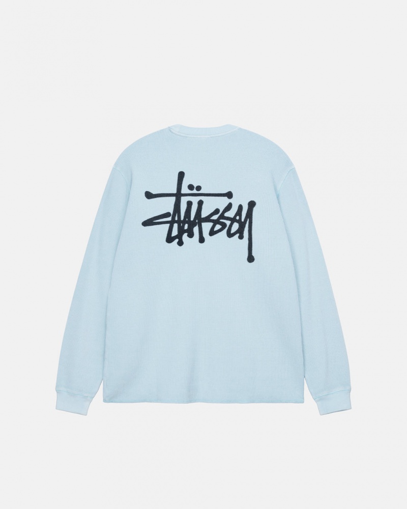 Light Blue Men\'s Stussy Basic Stock Ls Thermal Tops KSA | EYG-8410