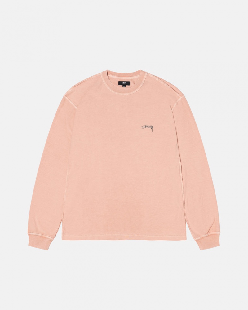 Light Pink Men\'s Stussy Lazy Ls Tees KSA | YAM-4534