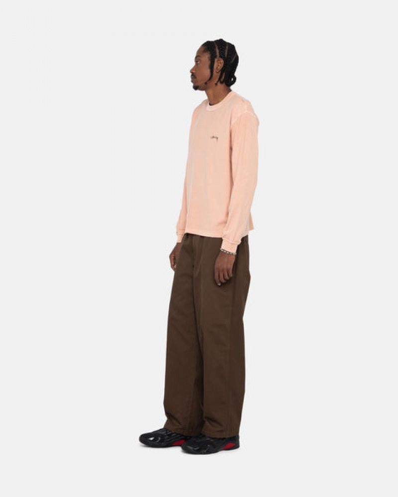 Light Pink Men's Stussy Lazy Ls Tee Tops KSA | DXI-1117