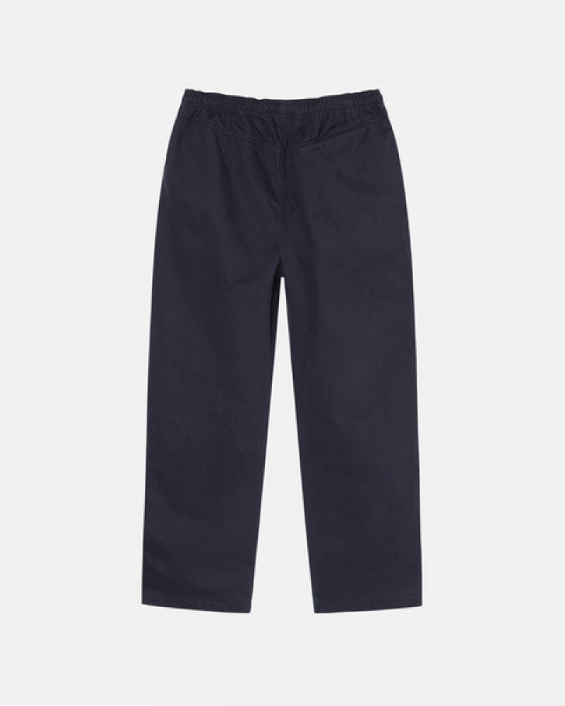 Navy Men's Stussy Beach Pant Brushed Cotton Pants KSA | EZC-9672