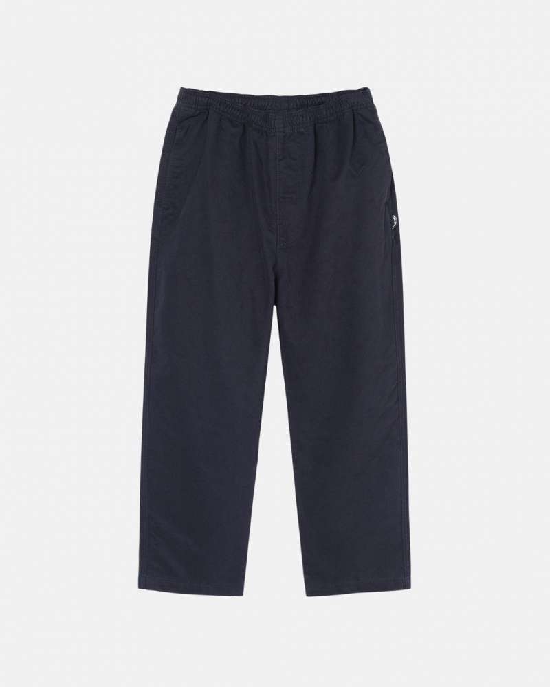 Navy Men\'s Stussy Beach Pant Brushed Cotton Pants KSA | EZC-9672