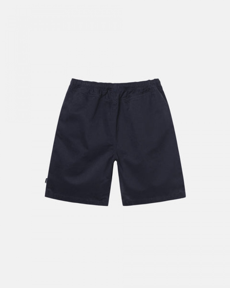 Navy Men's Stussy Brushed Beach Shorts KSA | GCN-9565