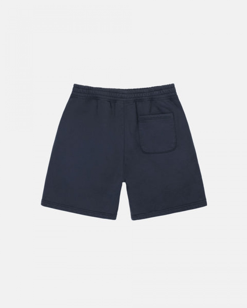 Navy Men's Stussy Overdyed Stock Logo Sweat Shorts KSA | AZN-3218