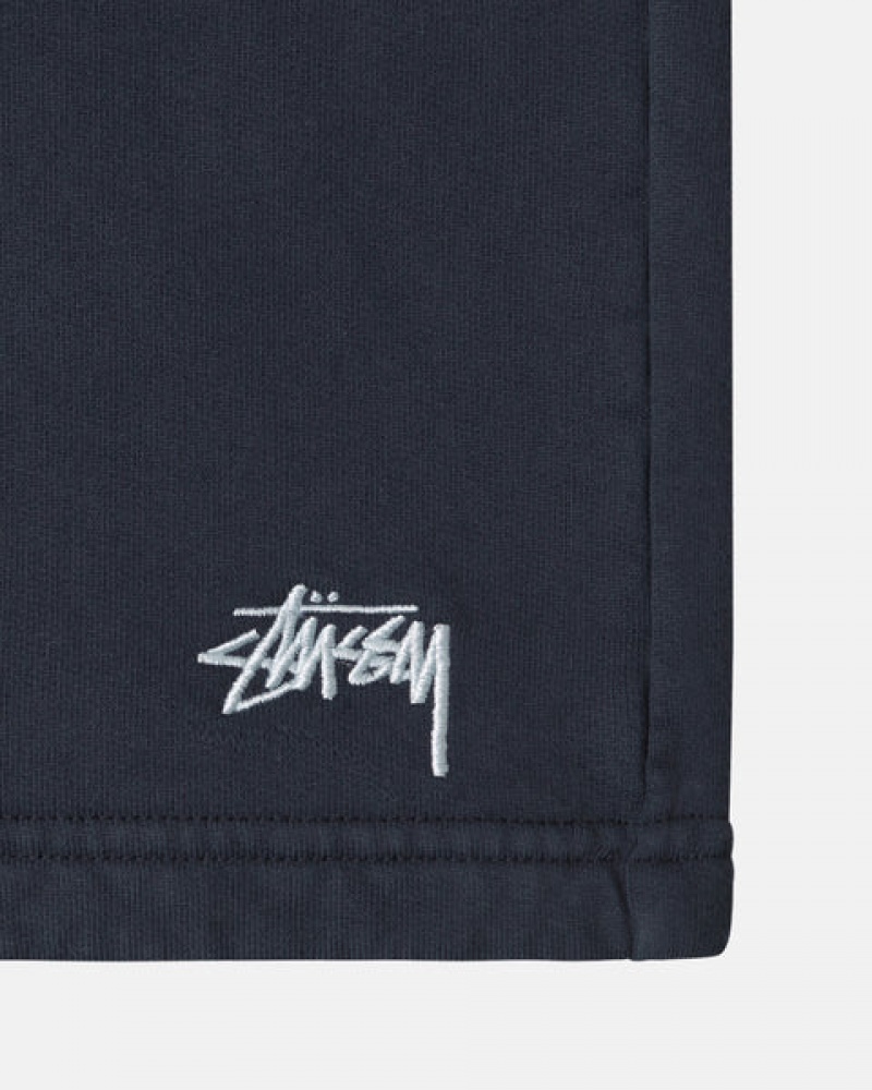 Navy Men's Stussy Overdyed Stock Logo Sweat Shorts KSA | AZN-3218