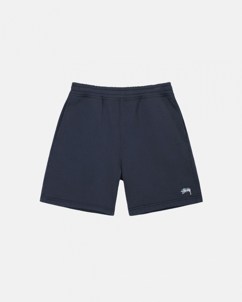 Navy Men\'s Stussy Overdyed Stock Logo Sweat Shorts KSA | AZN-3218