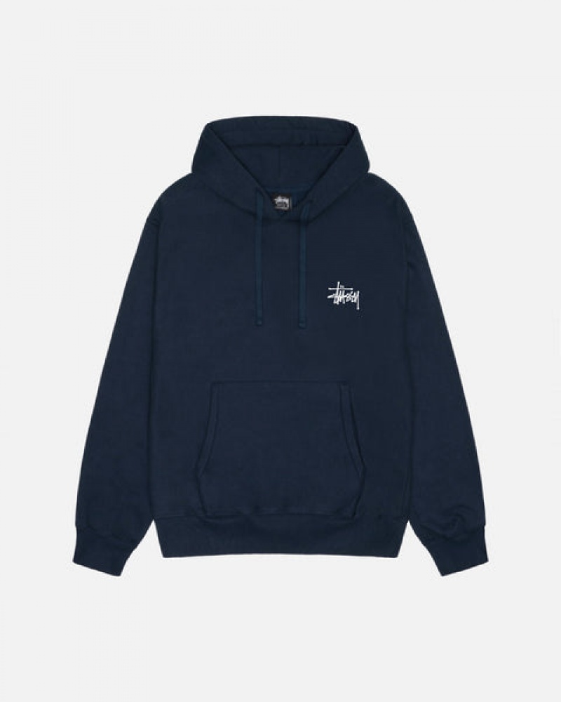 Navy Women's Stussy Basic Stussy Hoodie KSA | ZAE-4598