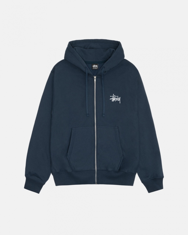 Navy Women\'s Stussy Basic Stussy Zip Hoodie KSA | KHL-9118