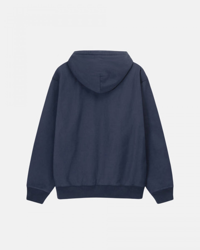 Navy Women's Stussy Overdyed Stock Logo Hoodie KSA | JGS-2289