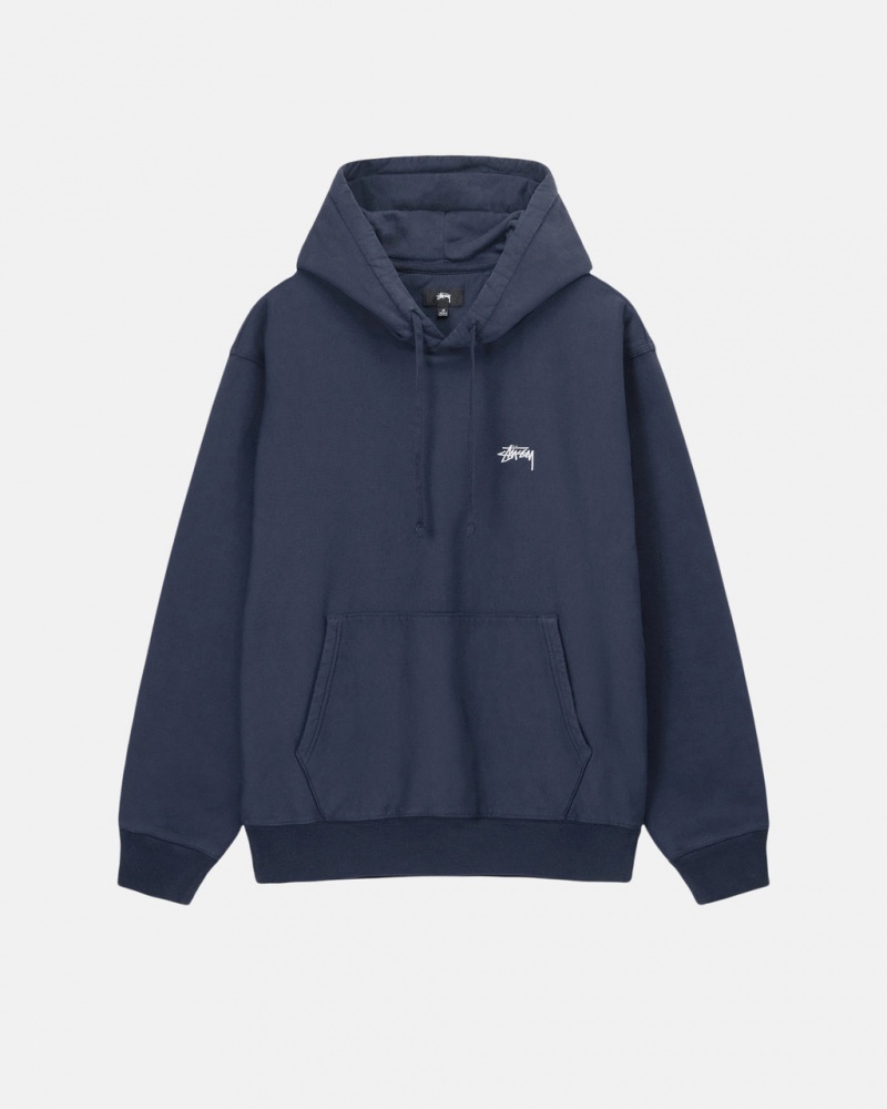 Navy Women\'s Stussy Overdyed Stock Logo Hoodie KSA | JGS-2289