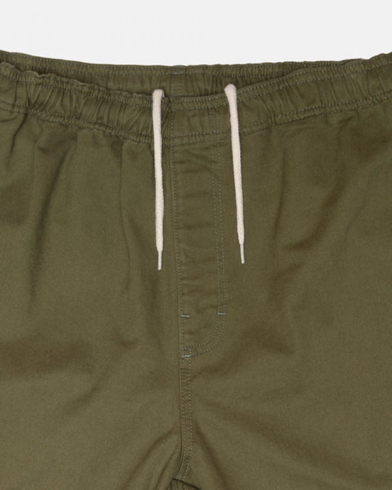 Olive Men's Stussy Beach Pant Brushed Cotton Pants KSA | ZNM-4802