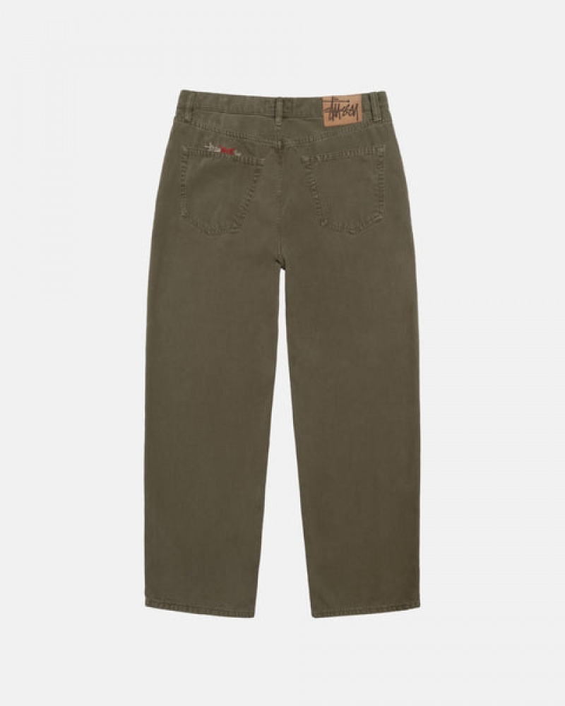 Olive Men's Stussy Big Ol' Jean Washed Canvas Pants KSA | LOX-3804