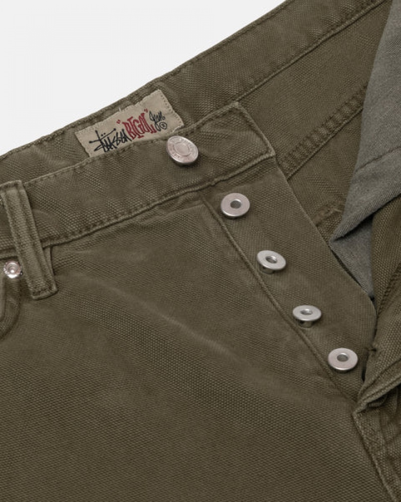 Olive Men's Stussy Big Ol' Jean Washed Canvas Pants KSA | LOX-3804