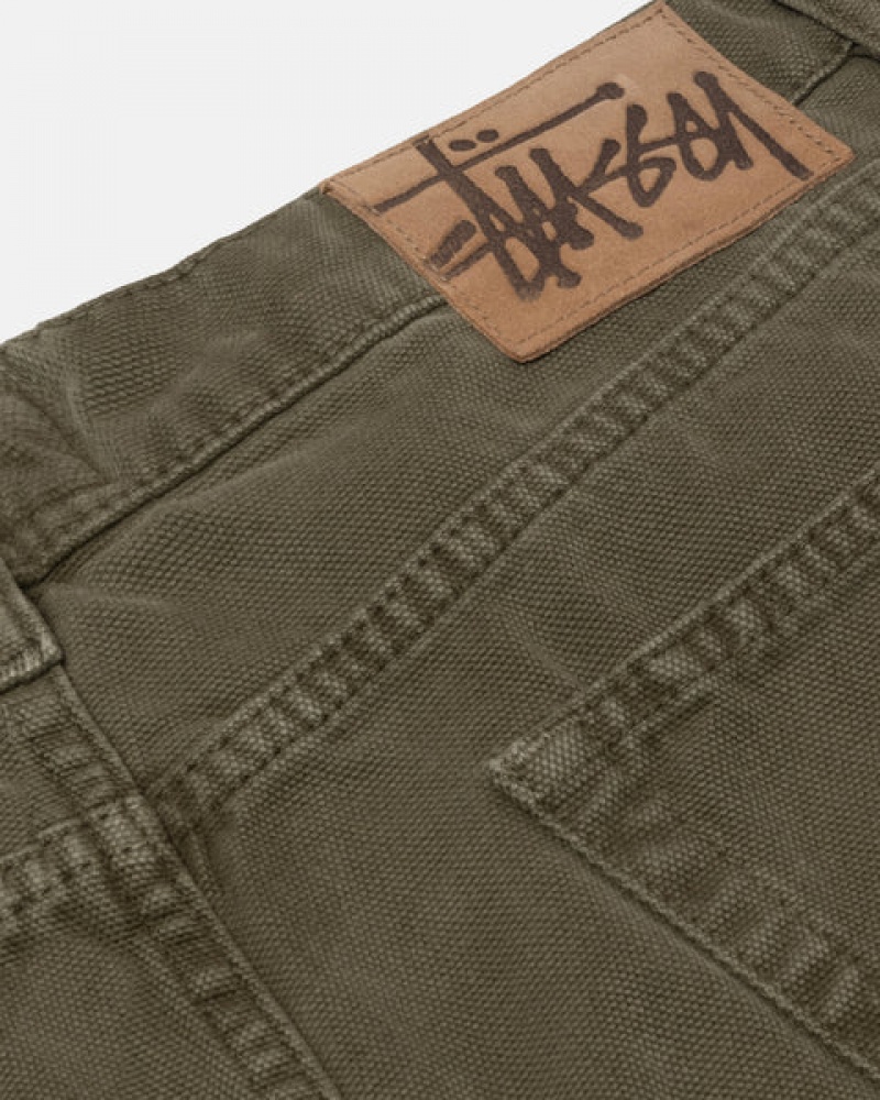 Olive Men's Stussy Big Ol' Jean Washed Canvas Pants KSA | LOX-3804