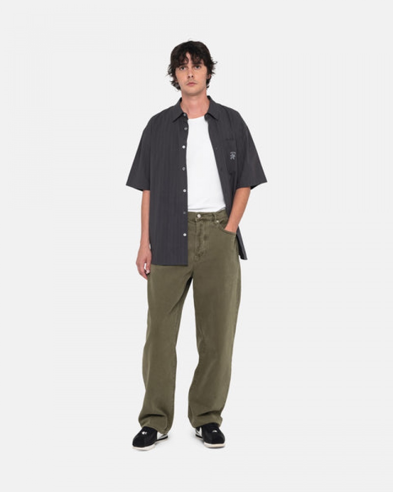 Olive Men's Stussy Big Ol' Jean Washed Canvas Pants KSA | LOX-3804