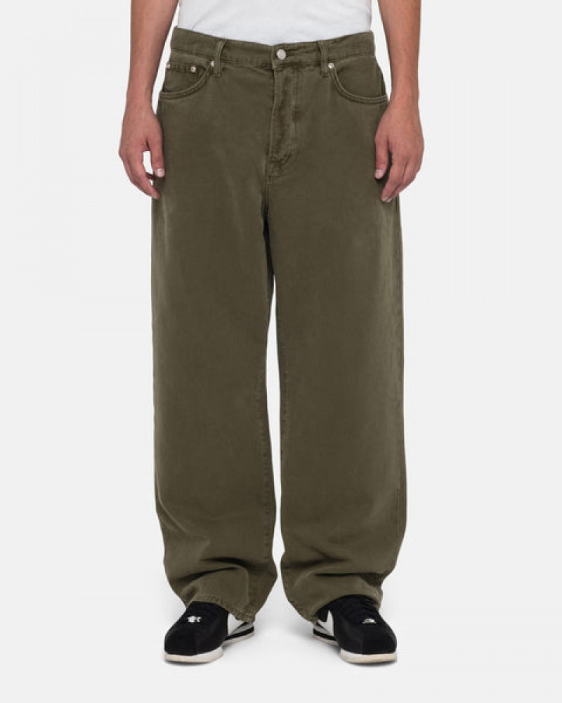 Olive Men's Stussy Big Ol' Jean Washed Canvas Pants KSA | LOX-3804