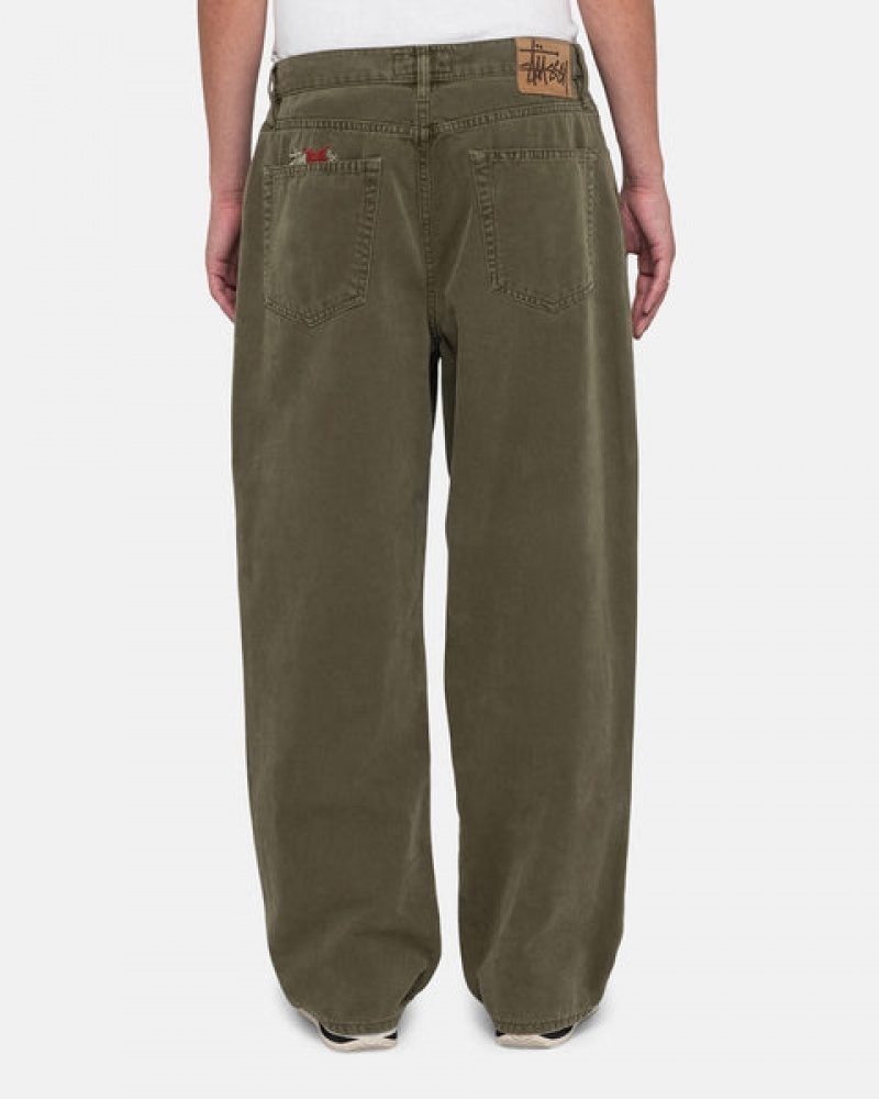 Olive Men's Stussy Big Ol' Jean Washed Canvas Pants KSA | LOX-3804