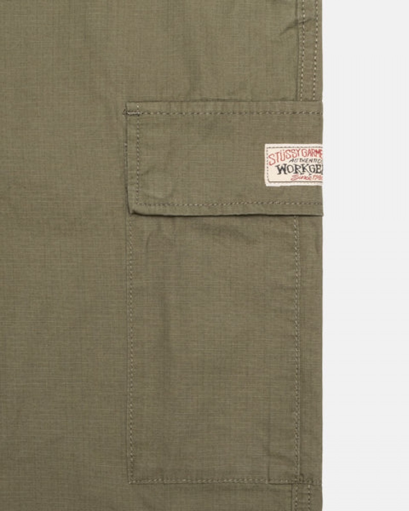 Olive Men's Stussy Ripstop Cargo Beach Pants KSA | UMU-6328