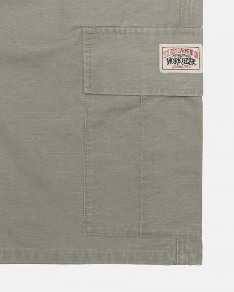 Olive Men's Stussy Ripstop Cargo Beach Shorts KSA | VTY-6449