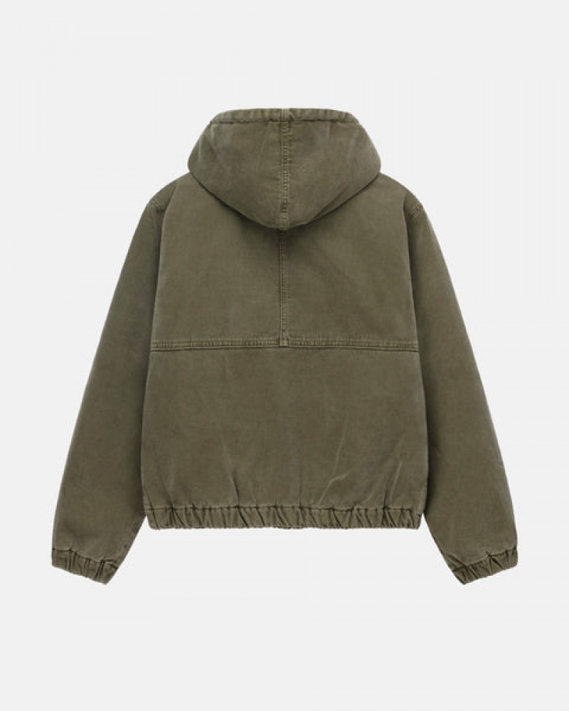 Olive Men's Stussy Work Jacket Insulated Canvas Jackets KSA | IVM-9961