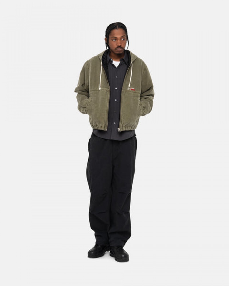 Olive Men's Stussy Work Jacket Insulated Canvas Jackets KSA | IVM-9961