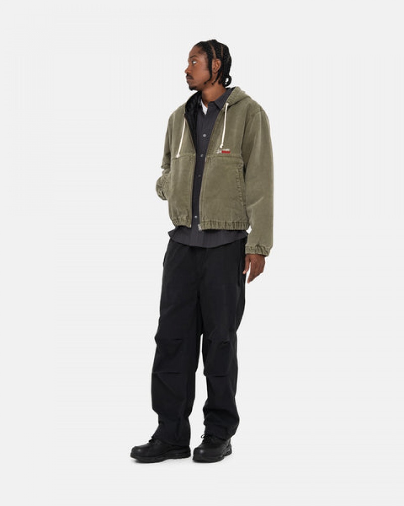 Olive Men's Stussy Work Jacket Insulated Canvas Jackets KSA | IVM-9961