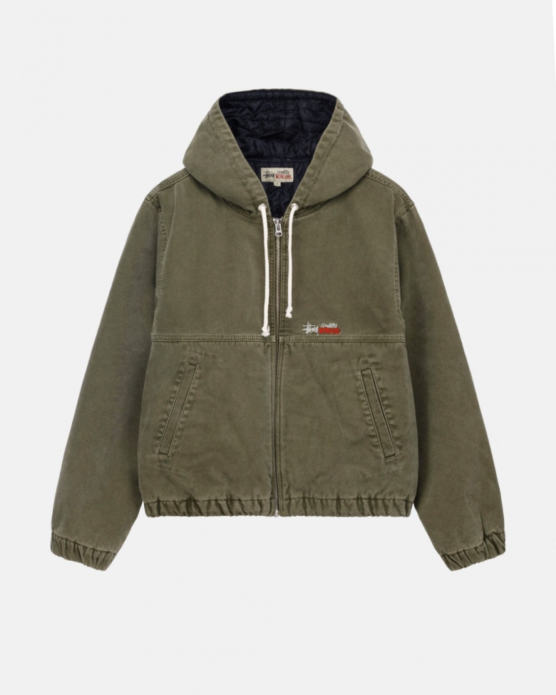 Olive Men\'s Stussy Work Jacket Insulated Canvas Jackets KSA | IVM-9961