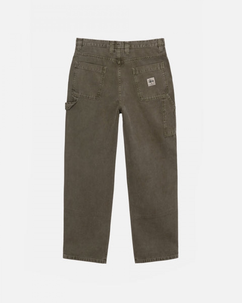 Olive Men's Stussy Work Pant Canvas Pants KSA | IXY-1153