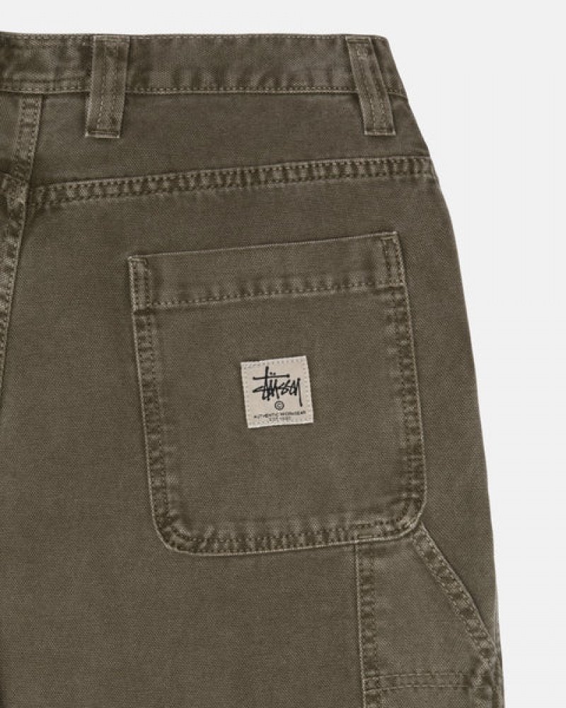 Olive Men's Stussy Work Pant Canvas Pants KSA | IXY-1153