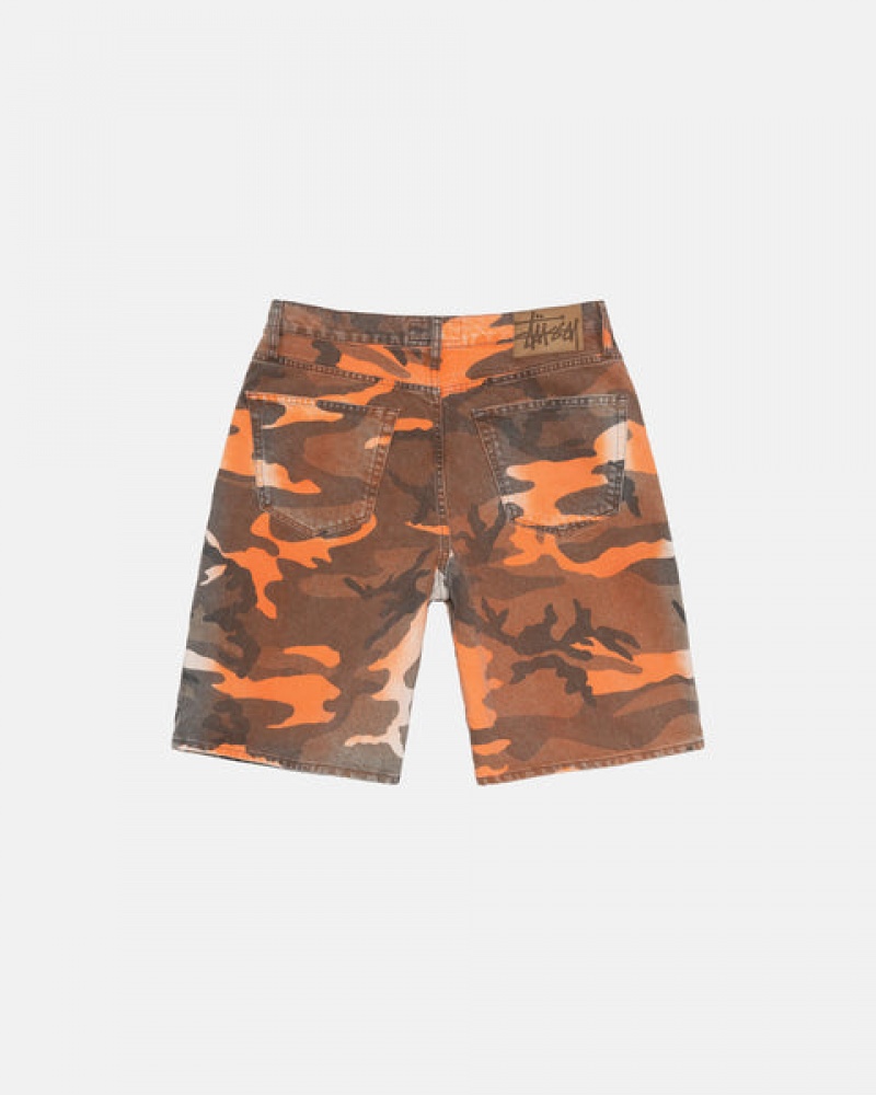 Orange Camo Men's Stussy Spray Dye Big Ol' Shorts KSA | PGM-1641