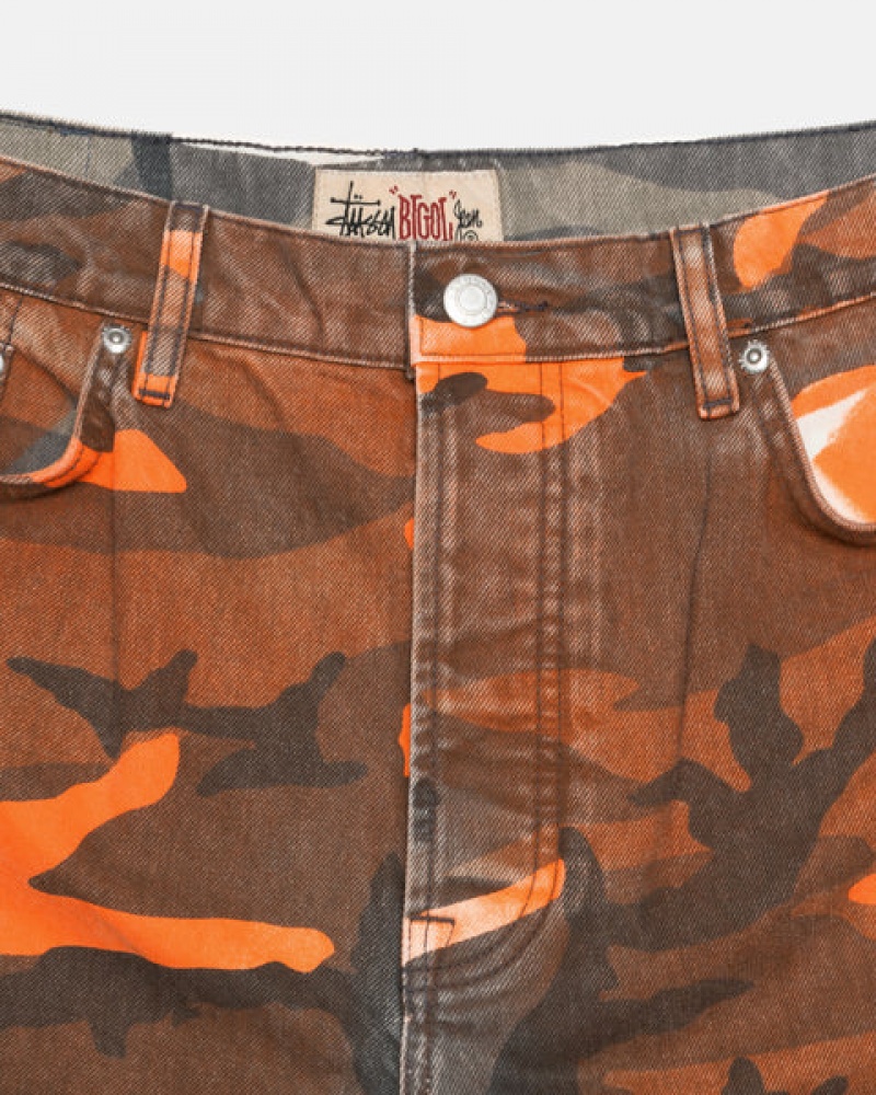 Orange Camo Men's Stussy Spray Dye Big Ol' Shorts KSA | PGM-1641