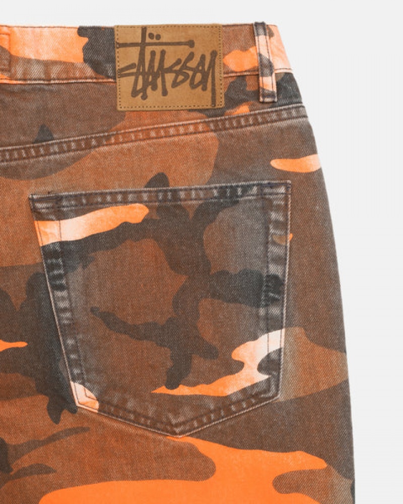 Orange Camo Men's Stussy Spray Dye Big Ol' Shorts KSA | PGM-1641