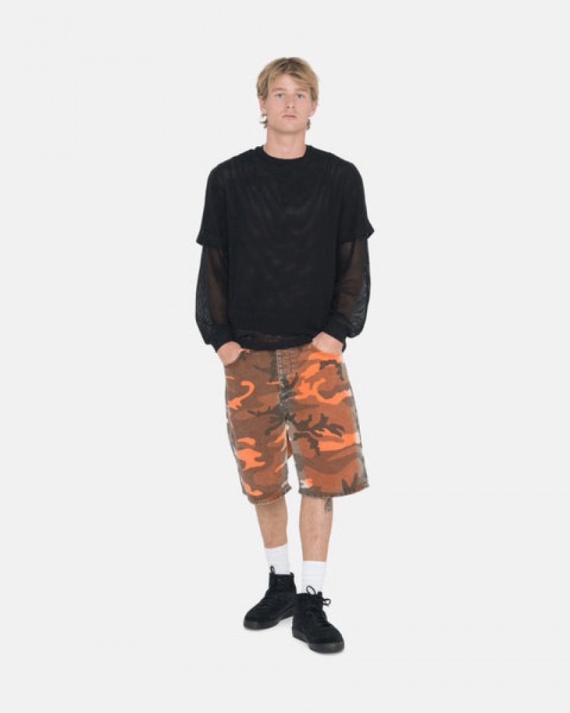 Orange Camo Men's Stussy Spray Dye Big Ol' Shorts KSA | PGM-1641