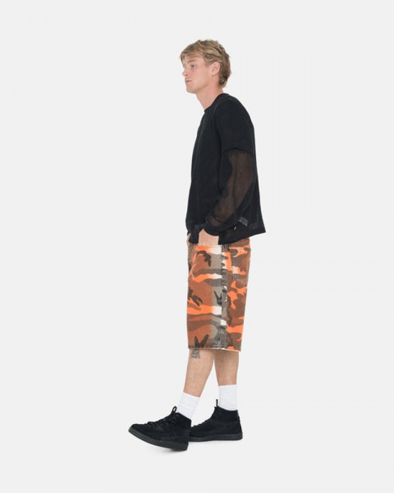 Orange Camo Men's Stussy Spray Dye Big Ol' Shorts KSA | PGM-1641