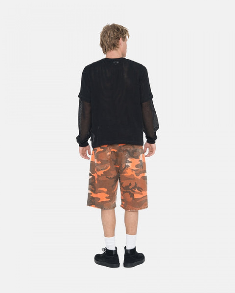 Orange Camo Men's Stussy Spray Dye Big Ol' Shorts KSA | PGM-1641