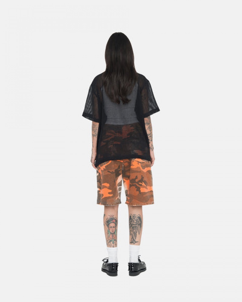 Orange Camo Men's Stussy Spray Dye Big Ol' Shorts KSA | PGM-1641