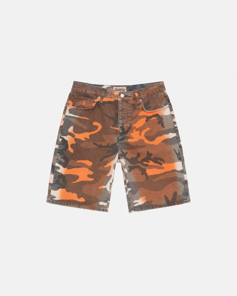 Orange Camo Men\'s Stussy Spray Dye Big Ol\' Shorts KSA | PGM-1641